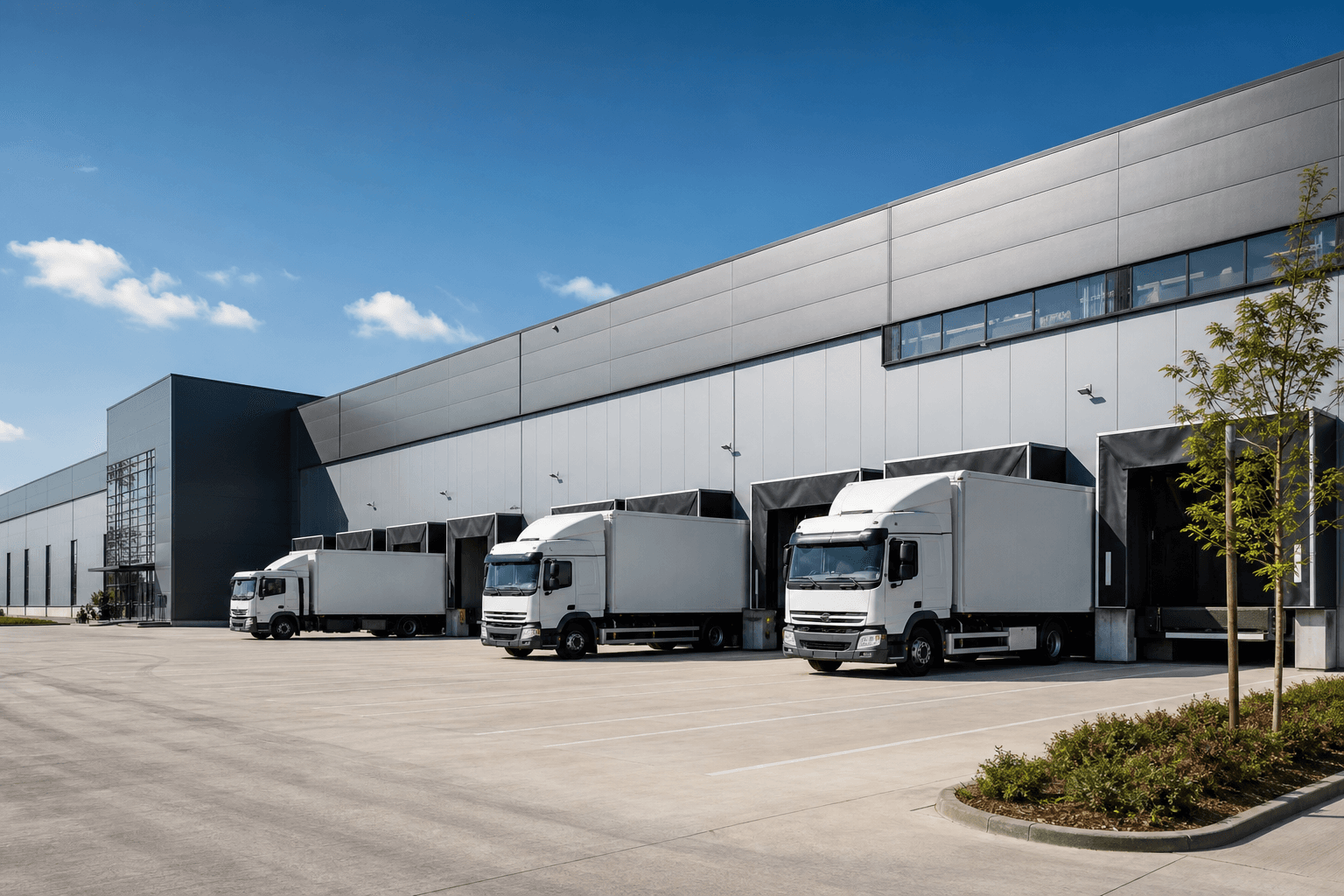 Entrepôt logistique avec ombrières solaires — projet efficacité énergétique MHF